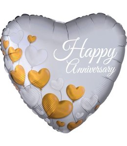 17 Inch Mylar Balloon Anniversary Platinum Heart-PKG