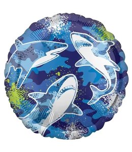 Anagram 17 Inch Shark Mylar Round Balloon-PKG