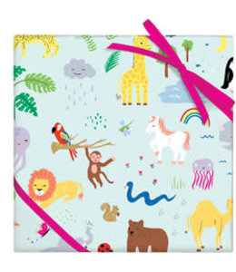 waste not paper Wrapping Sheet (26x19) Inches-Jungle Animals