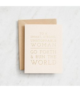waste not paper Greeting Card-Run the World Woman