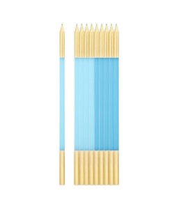 Givvi Candles Candles 10/pk 15.5 cm-Turquoise, Light Blue And Gold