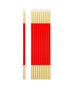 Givvi Candles Candles 10/pk 15.5 cm-Red And Gold