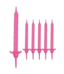Givvi Candles Candles 24/pk w/ Holders Pink