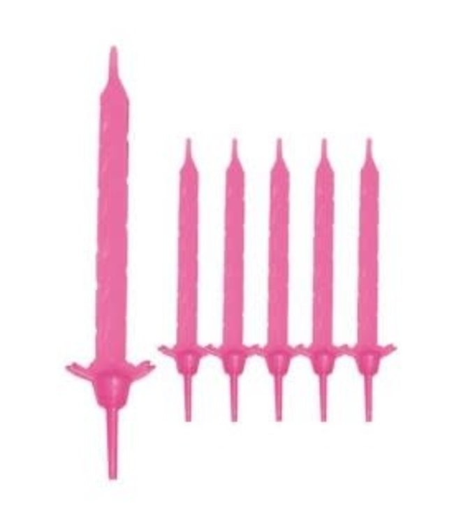 Givvi Candles Candles 24/pk w/ Holders-Pink