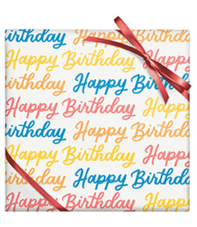 waste not paper Wrap Roll (30X120) Inches-Happy Birthday Script