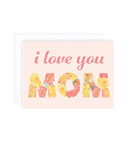 waste not paper Greeting Card-Recessed Floral I Love You Mom