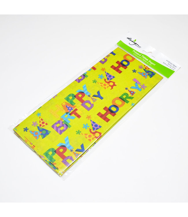 Design Design Tissue Paper (20X30) Inches 4/pk - Happy Birthday Hooray