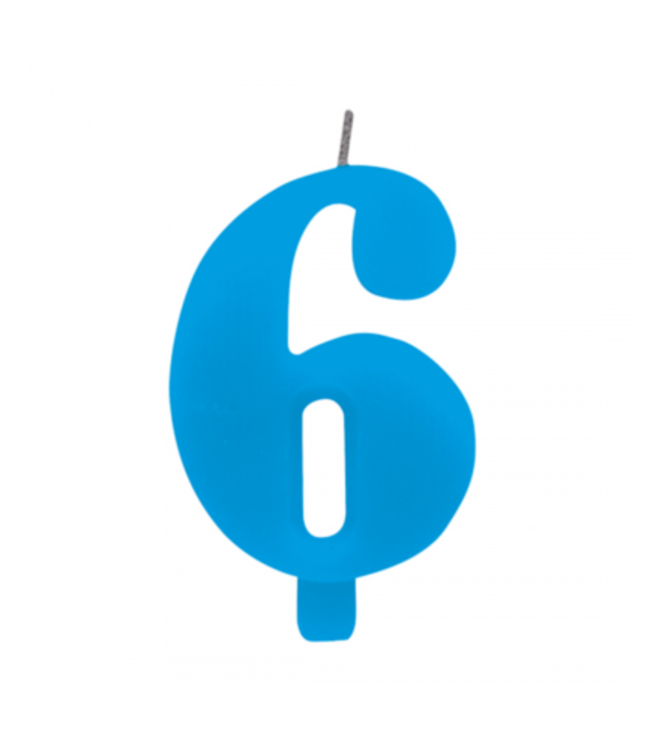 Givvi Candles Numeral Sparkling Candles 6 w/Holder 9.5cm Turquoise