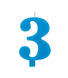 Givvi Candles Numeral Sparkling Candles 3 w/Holder 9.5cm Turquoise