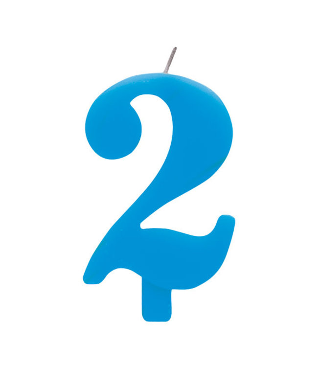 Givvi Candles Numeral Sparkling Candles 2 w/Holder 9.5cm Turquoise