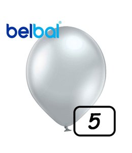 Belbal 5 Inch Latex Balloons 100Ct-Chrome Silver