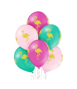 12 Inch Printed Latex Balloons 6/pk-Flamingo