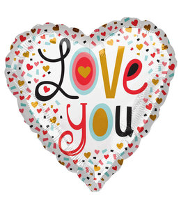 Anagram Foil Balloon 18In - Love You More Confetti