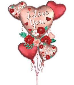 Anagram Balloon Bouquet - Heart With Flowers Satin