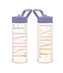 Orange Circle Studio Water Bottle with Straw-Inhale Exhale