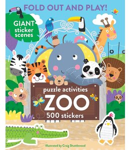 Cottage Door Press 500 Stickers & Puzzle Activity Book-Zoo Fold out and Play