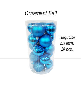 2.5 Inch Ornament Ball 20/pk-Turquoise Tones