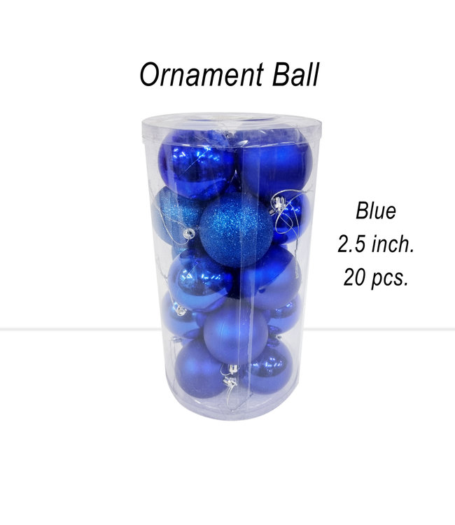 2.5 Inch Ornament Ball 20/pk-Blue Tones