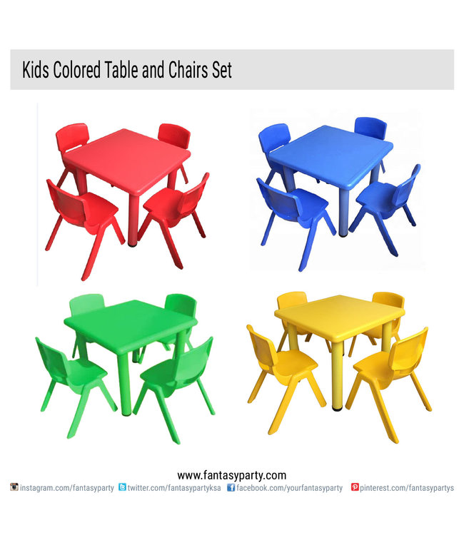 FP Party Supplies Kids Colored Table & Chairs Set Rental