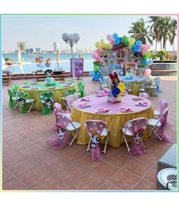Kids Round Table with 8 Chairs-Theme Setting