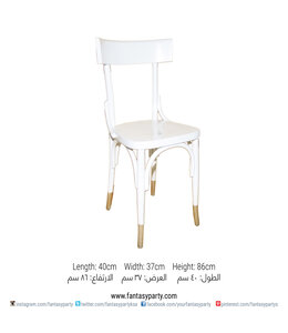 FP Party Supplies White Wooden Chairs with Black Leather Seat-Rental