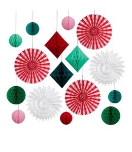 Meri Meri Christmas Honeycomb Decoration Kit 16/pc Pack