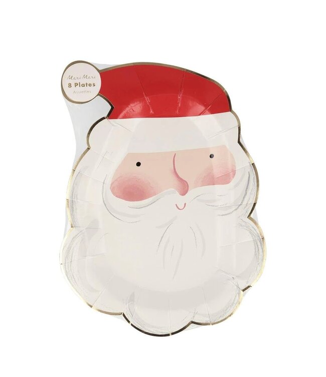 Meri Meri Jolly Santa Plates ( 7.25 x 10.25) Inches 8/pk