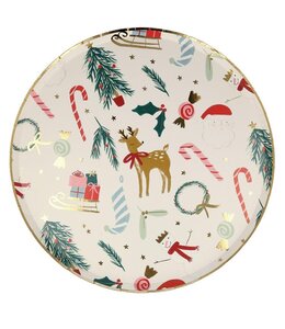 Meri Meri Festive Motif Christmas Dinner Plates (10.5 x 10.5) Inches 8/pk