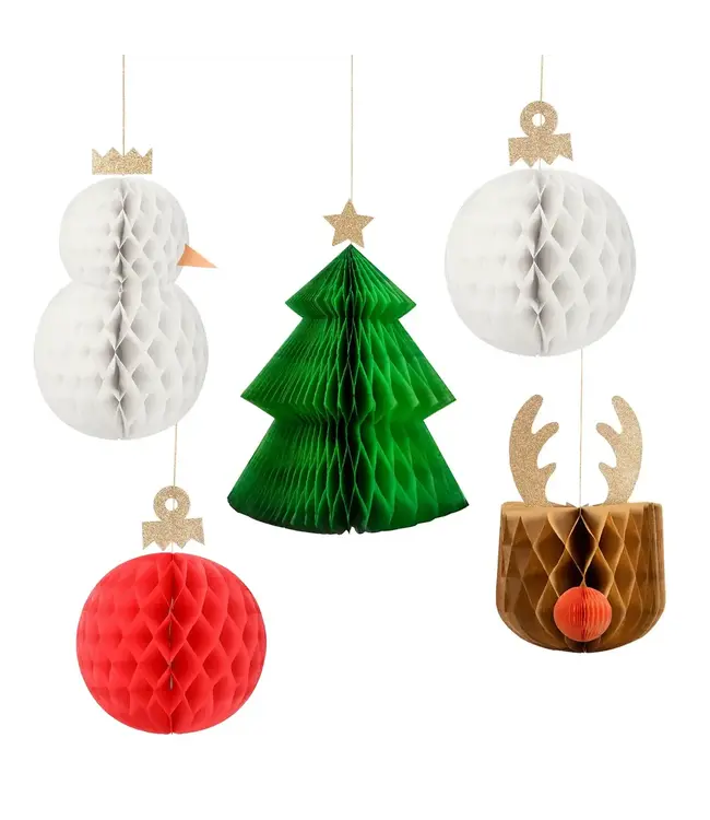 Meri Meri Large Hanging Honeycomb Christmas Decorations