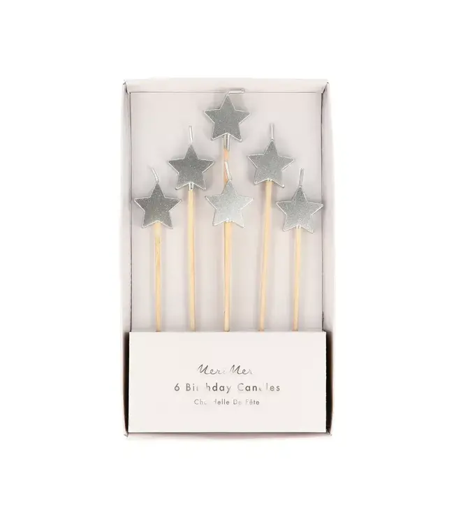 Meri Meri Silver Star Candles 6/pk
