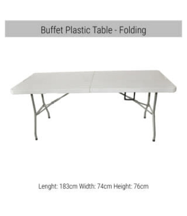 FP Party Supplies Plastic Buffet Table Folding (183 cm) Rental
