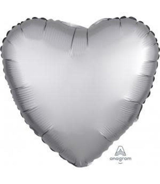 Anagram 18 Inch Mylar Balloon-Heart Luxe Platinum