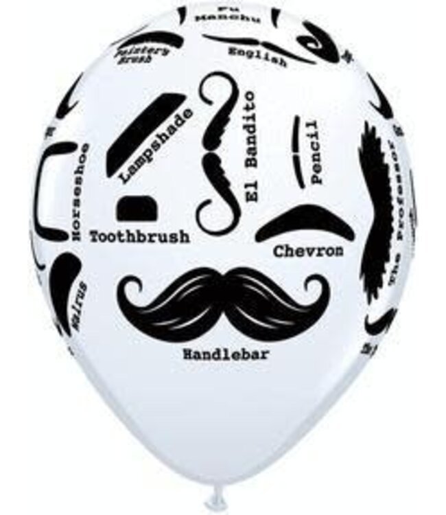 Qualatex 11'' Qualatex Printed Latex Balloons 50 ct-Mustache Styles