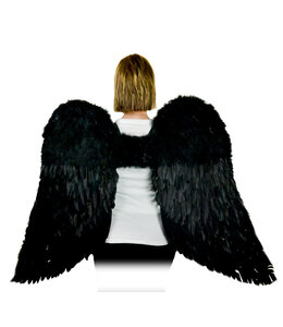 Midwest Design Imports Feather Angel Wings (52x36) Inches  w/Elastic Straps Halo Included-Black