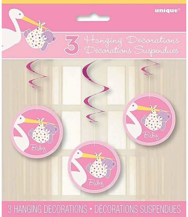 Unique Swirl Deco - 26 Inch - Baby Girl Stork