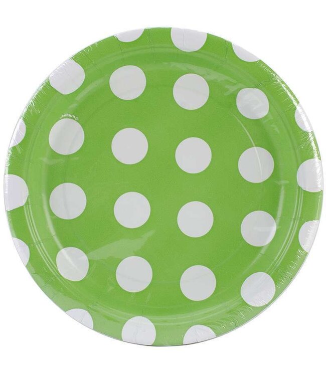 Unique 7 Inch Plates-Dots Lime Green