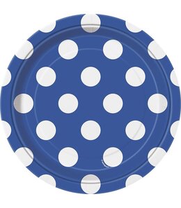 Unique 7 Inch Plates-Dots Royal Blue