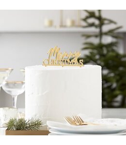 Ginger ray Cake Topper Merry Christmas - Gold (13 X 11) Cm