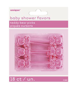 Unique Teddy Bear Picks - Baby Shower Favors Pink