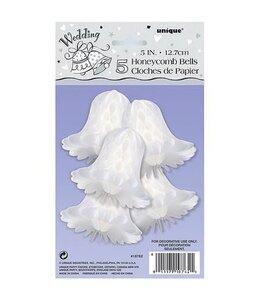 Unique Honeycomb White Wedding Bells 5/pk