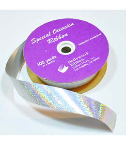 Hollywood Ribbon Holographic Ribbon 100 Yds 3/4 Inch-Silver
