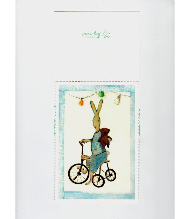 Maileg Greeting Card - Rabbit Boy On Bike