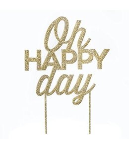 Baby Aspen Cake Topper-Oh Happy Day Gold Glitter