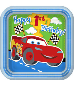 Party Express Disney Cars 1st Birthday-9 Inch Plates