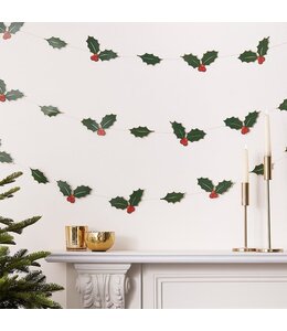 Ginger ray Garland Christmas Holly Leaves 5 Meter