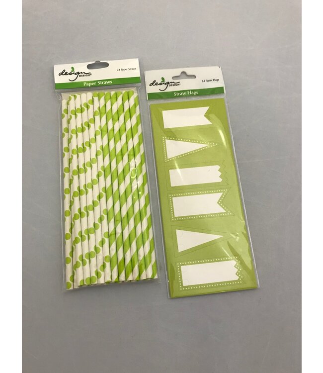 Design Design Straw Flags Lime Green