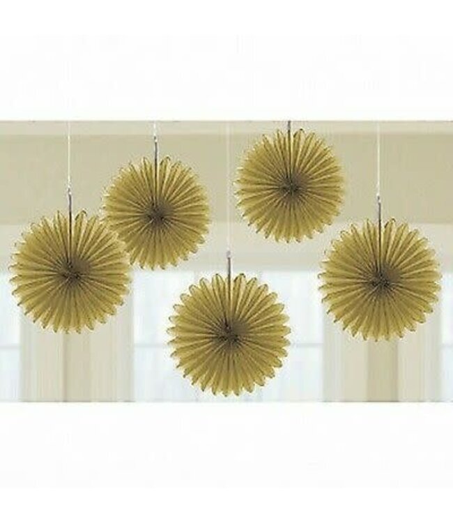 Amscan Inc. Mini Fan Deco 5/pk-Gold