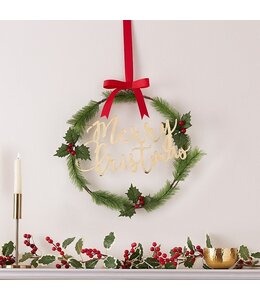 Ginger ray Merry Christmas Acrylic Gold Foliage Wreath