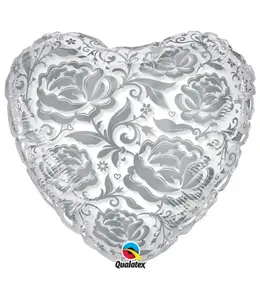 Qualatex 24 Inch Mylar Balloon Crystal Roses & Flowers Silver