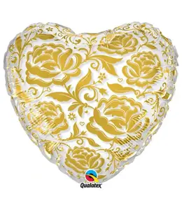 Qualatex 24 Inch Mylar Balloon Crystal Roses & Flowers Gold
